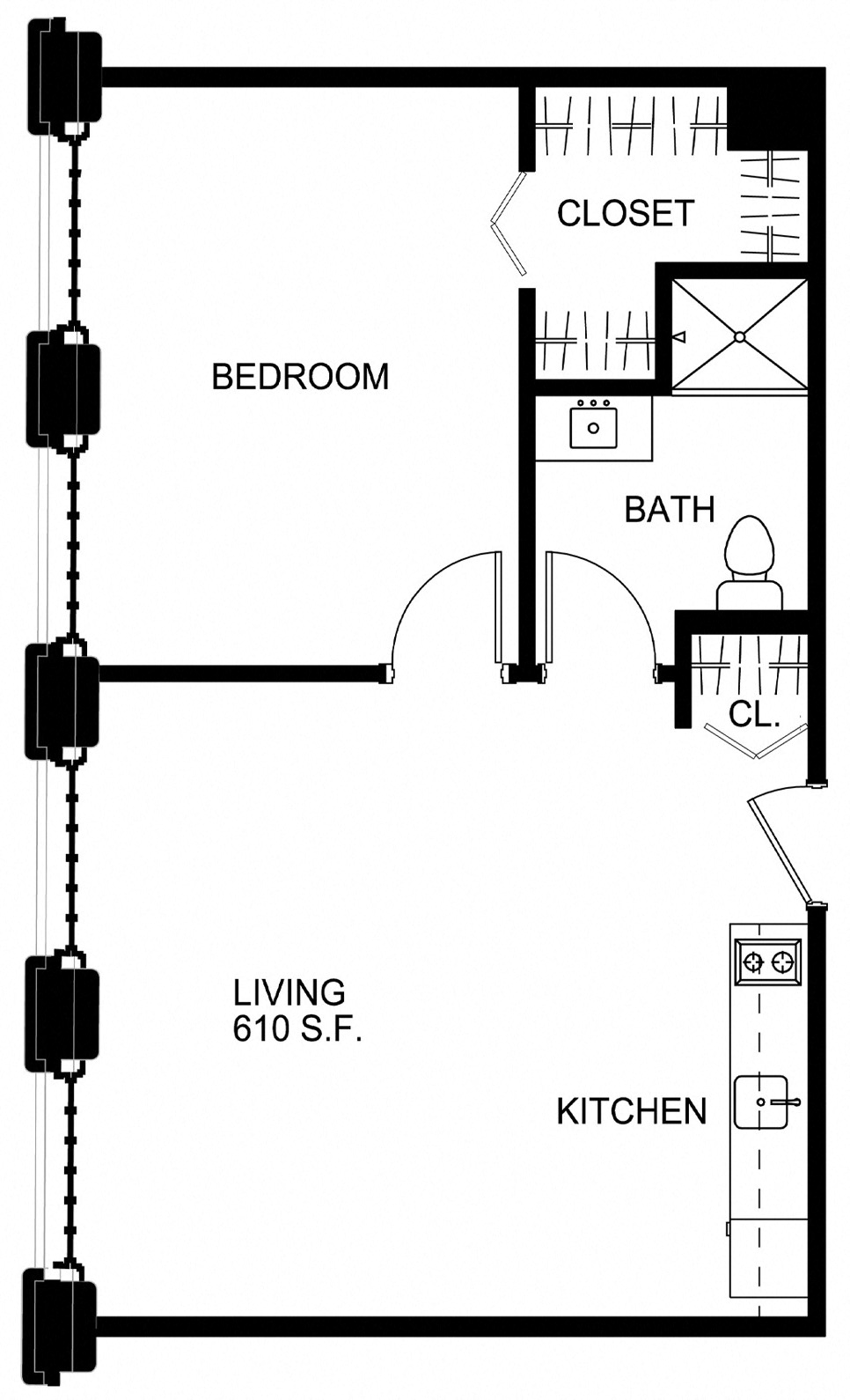 Floorplan for Apartment #S2424, 1 bedroom unit at Halstead Providence